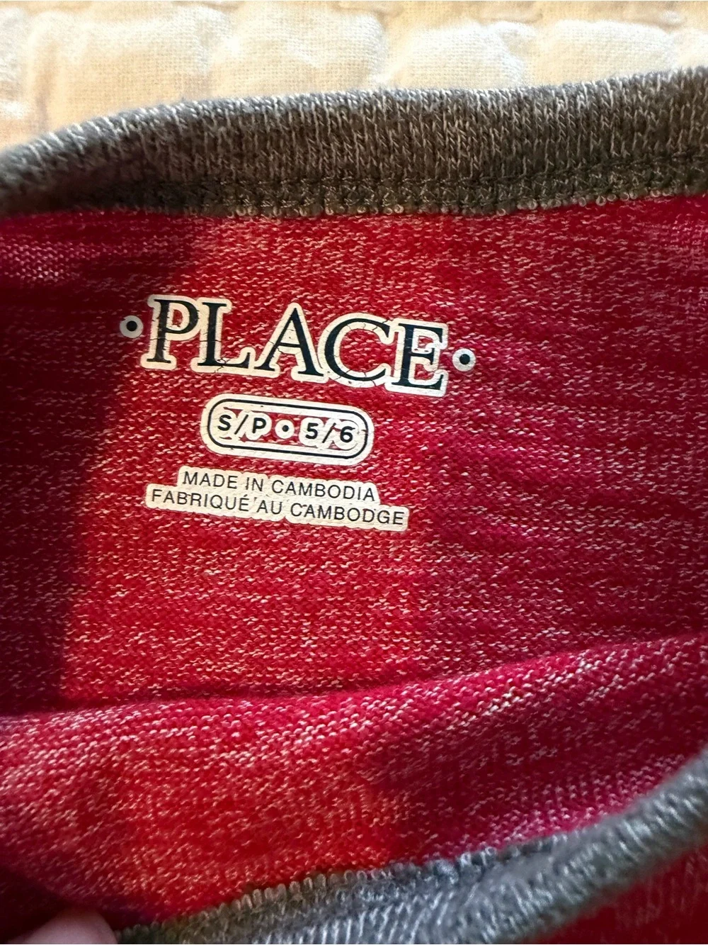 The Children's Place Red Body with Navy Raglan Long Sleeve Tee